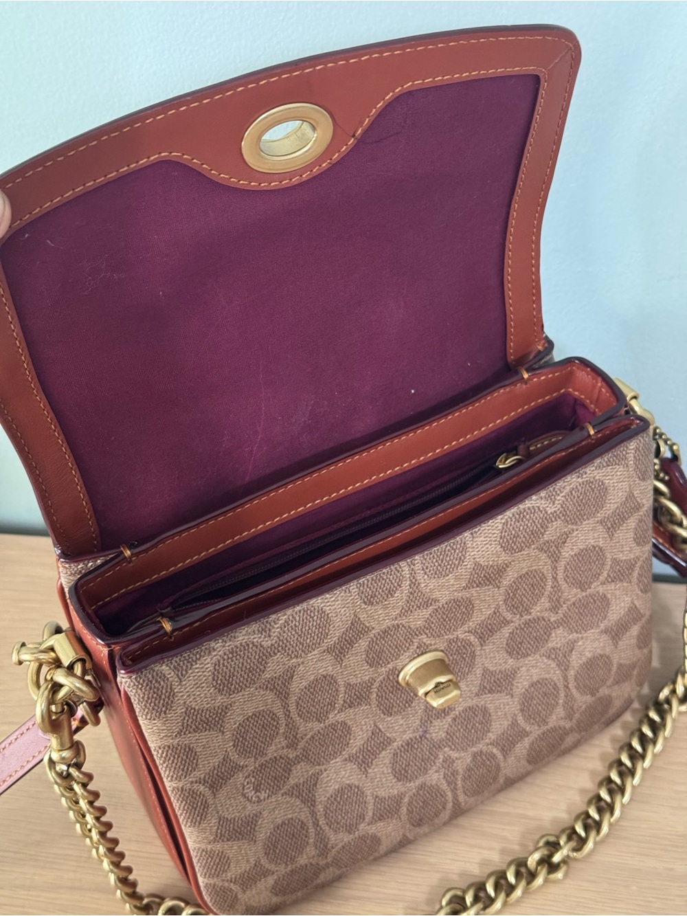 Coach Cassie Crossbody Bag 19 in Signature Canvas in Tan Rust - Picture 6 of 12